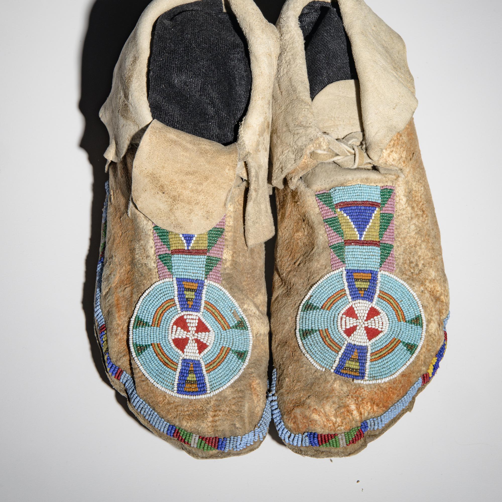 Apsáalooke [Crow] Beaded Buffalo Hide Moccasins