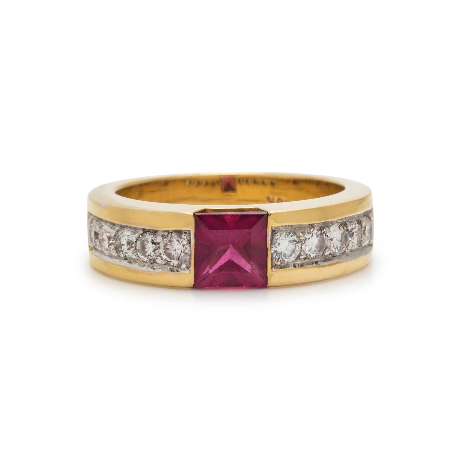 RUBELLITE TOURMALINE AND DIAMOND RING