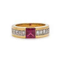 RUBELLITE TOURMALINE AND DIAMOND RING