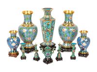 Ten Chinese Cloisonné Enamel Vases
