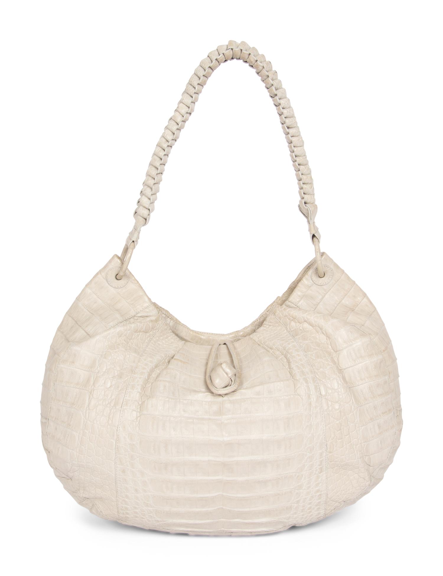Nancy Gonzalez Cream Alligator Handbag, 2000s