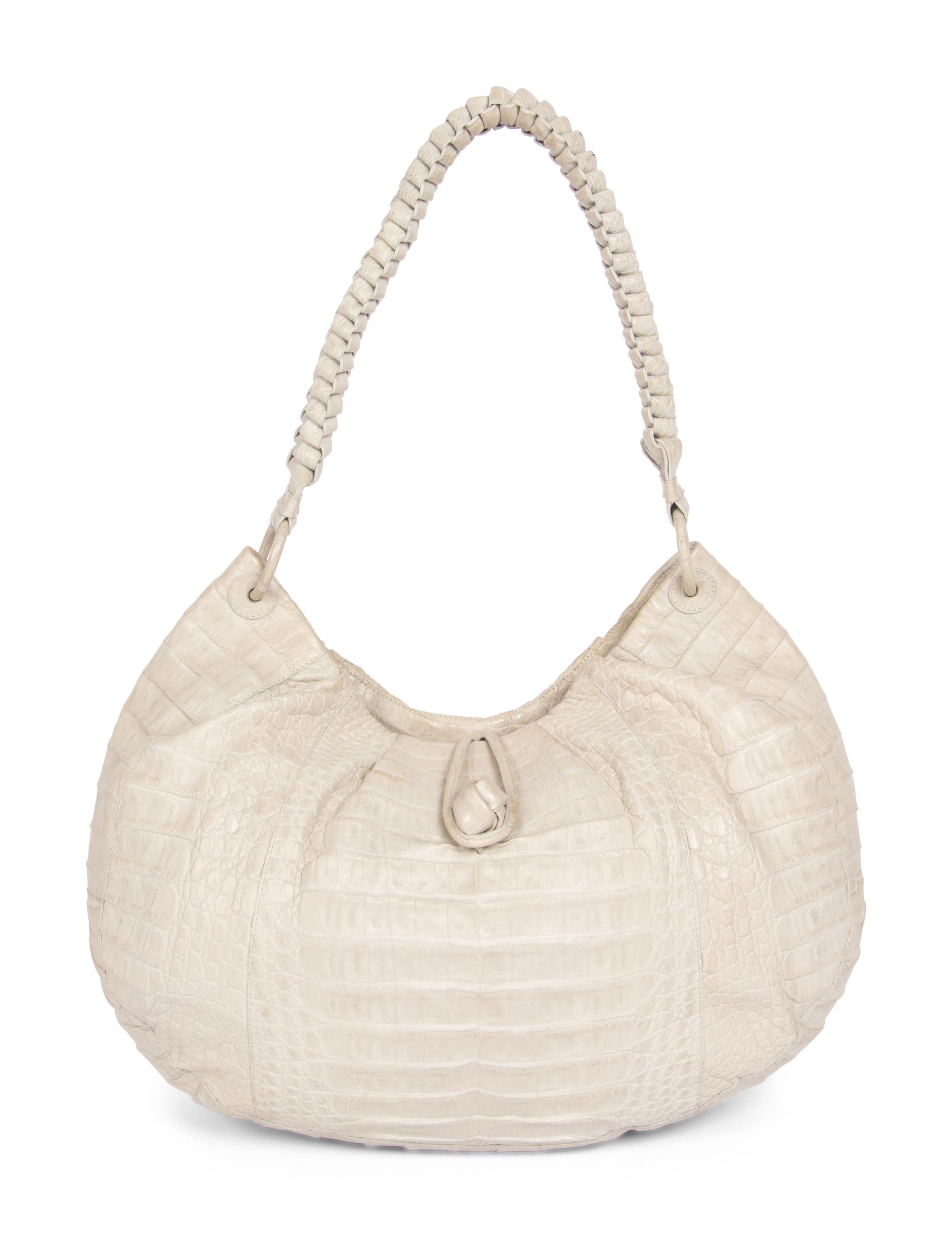 Nancy Gonzalez Cream Alligator Handbag, 2000s