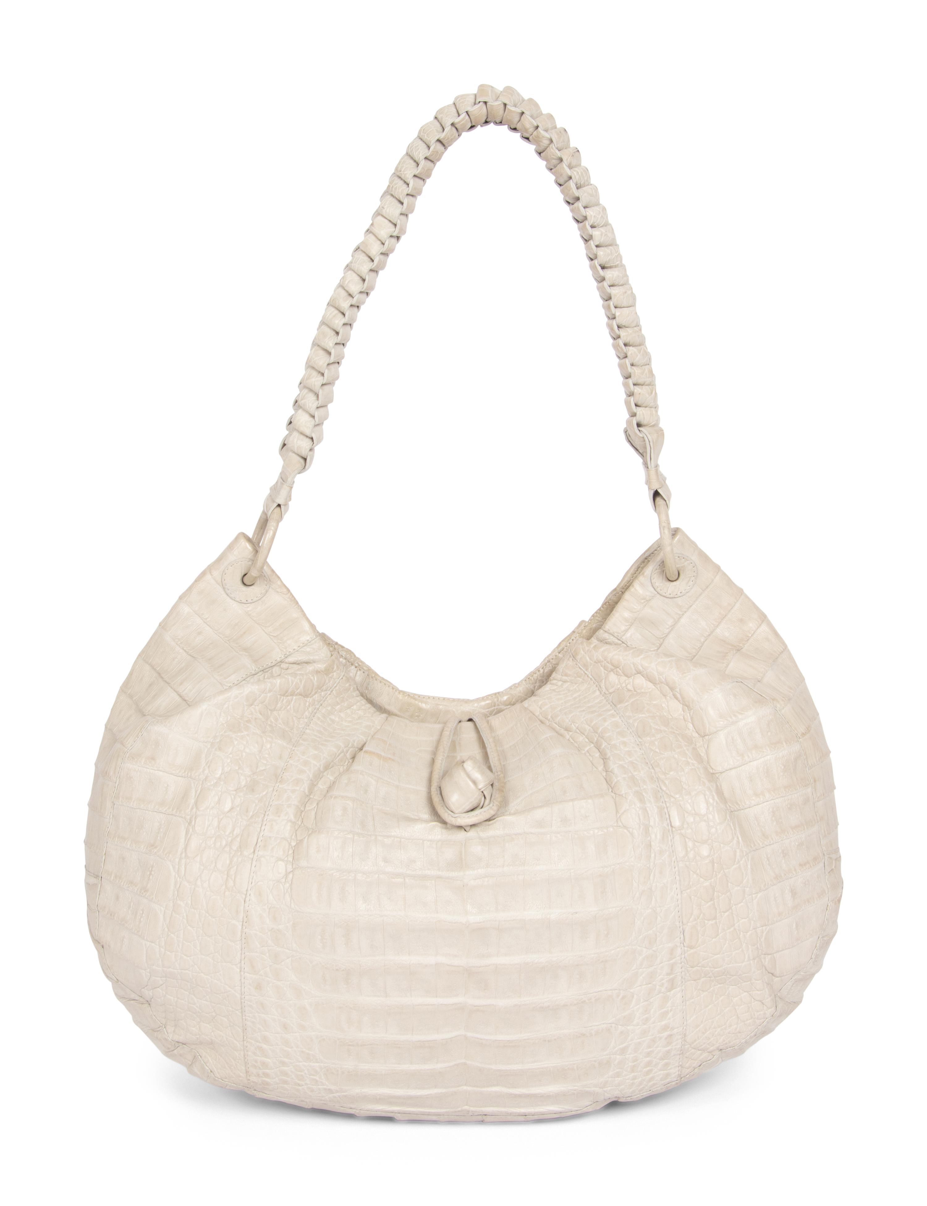 Nancy Gonzalez Cream Alligator Handbag, 2000s
