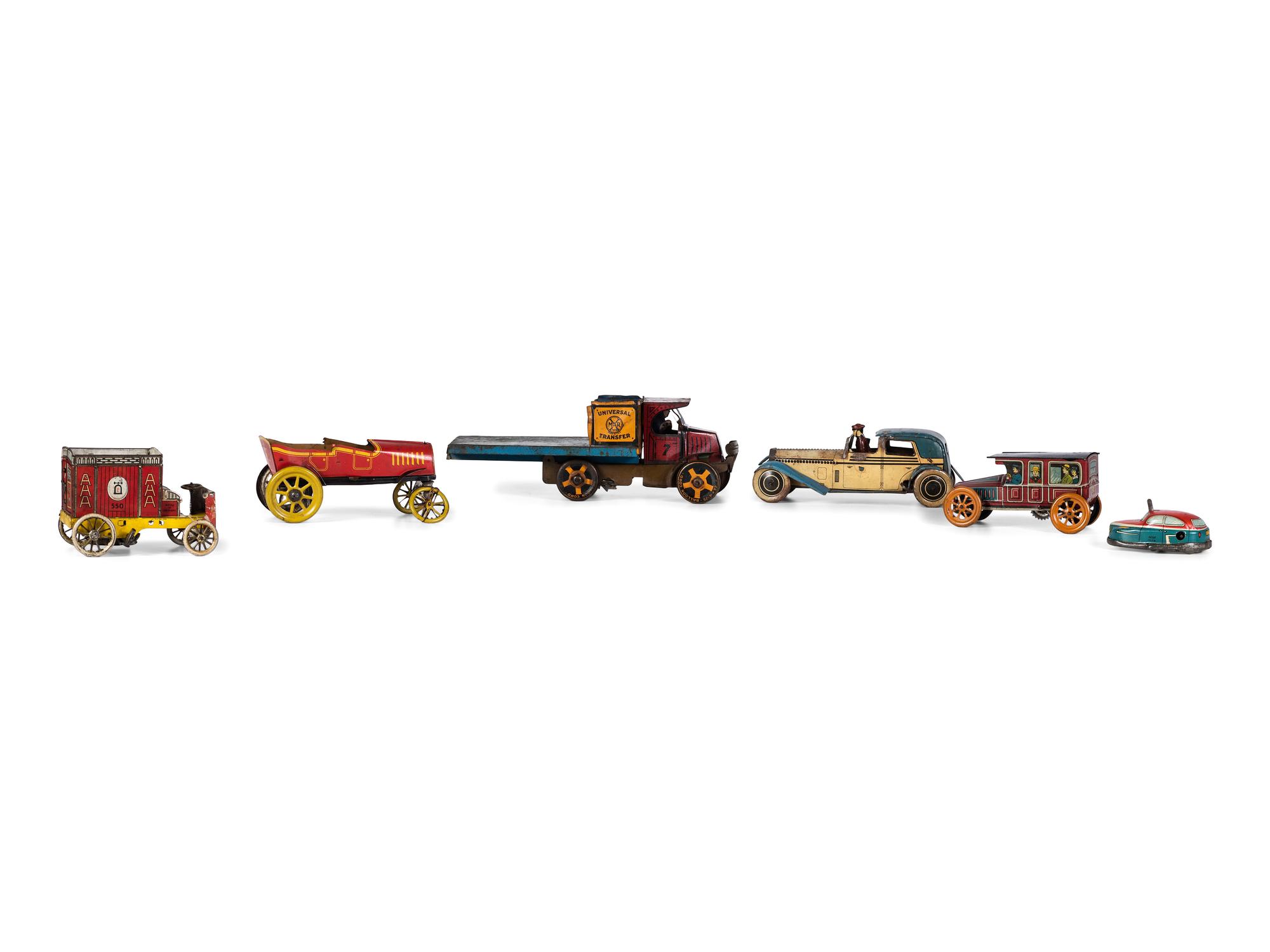 Six Tin Lithograph Toy Vehicles