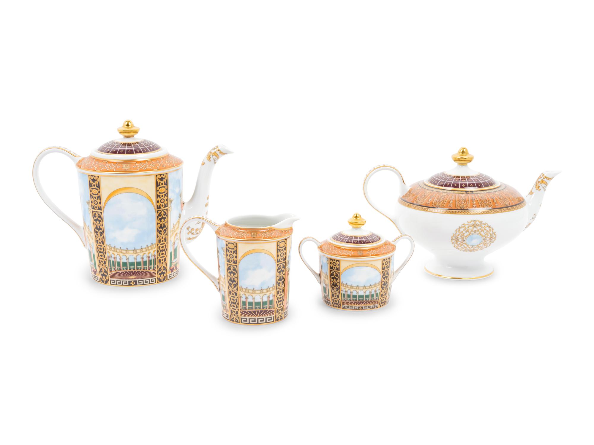 A Bernardaud Limoges Grand Versailles Porcelain Four-Piece Tea Service
