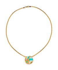 A 14 Karat Yellow Gold, Diamond and Hardstone Pendant/Necklace,
