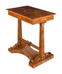 A German Walnut and Marquetry Work Table