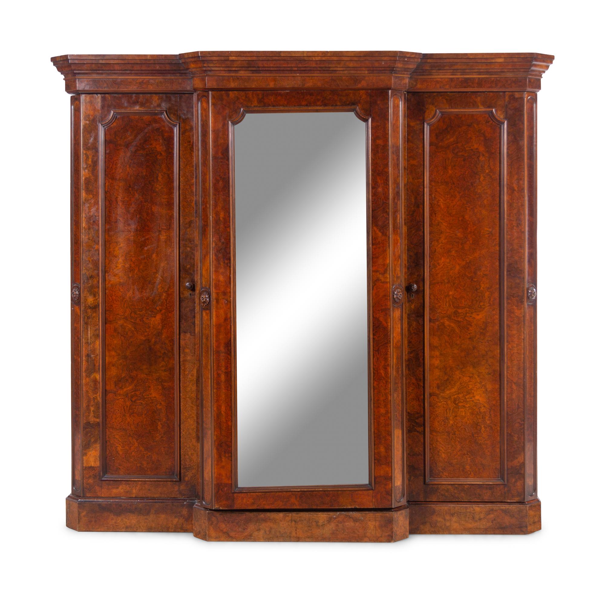 An Edwardian Burl Walnut Armoire