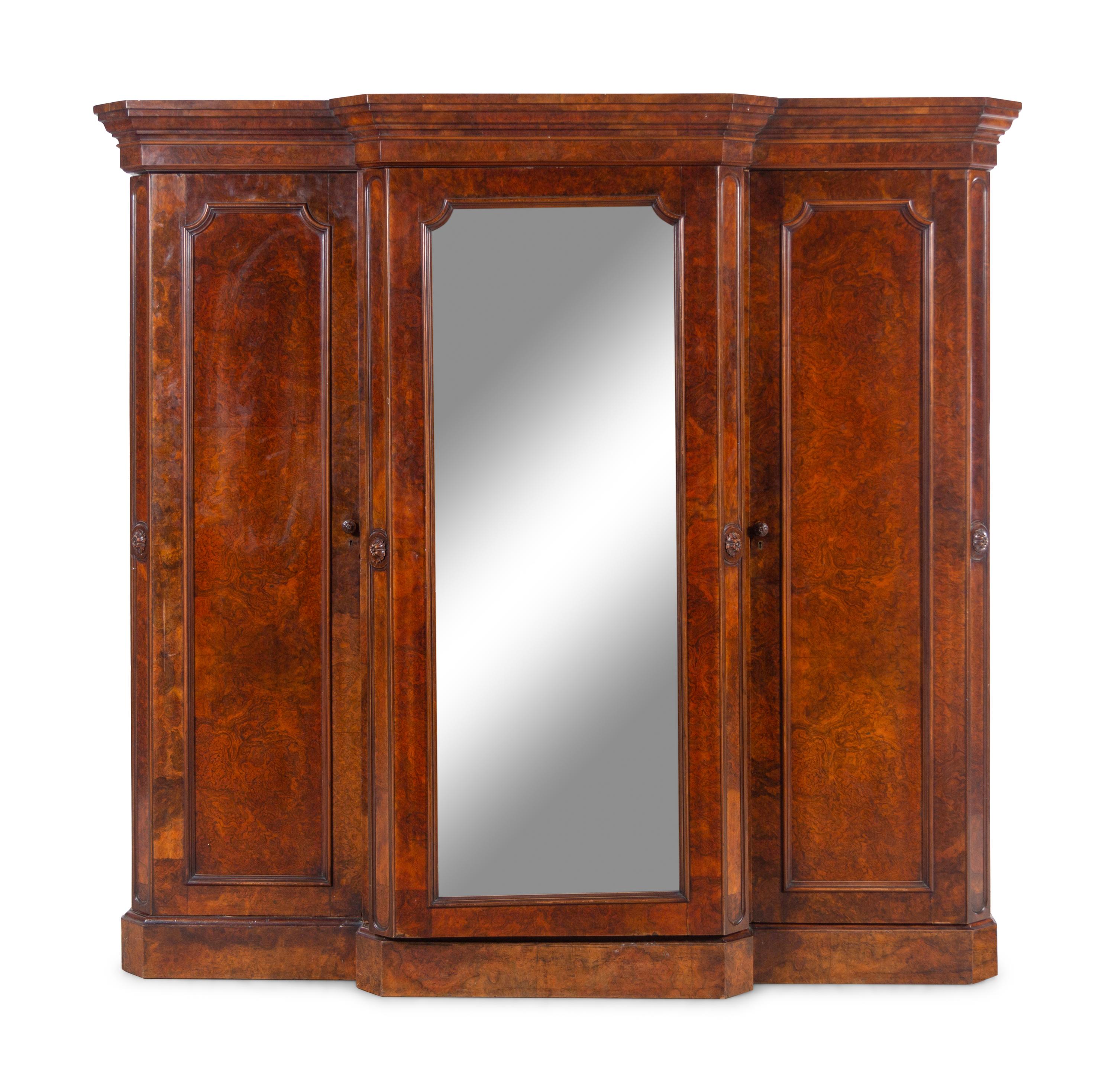 An Edwardian Burl Walnut Armoire