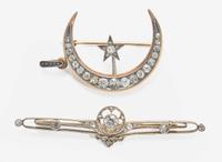 A Set of Two Victorian Diamond Brooches