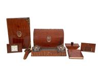 An English Crocodile Eight-Piece Desk Set