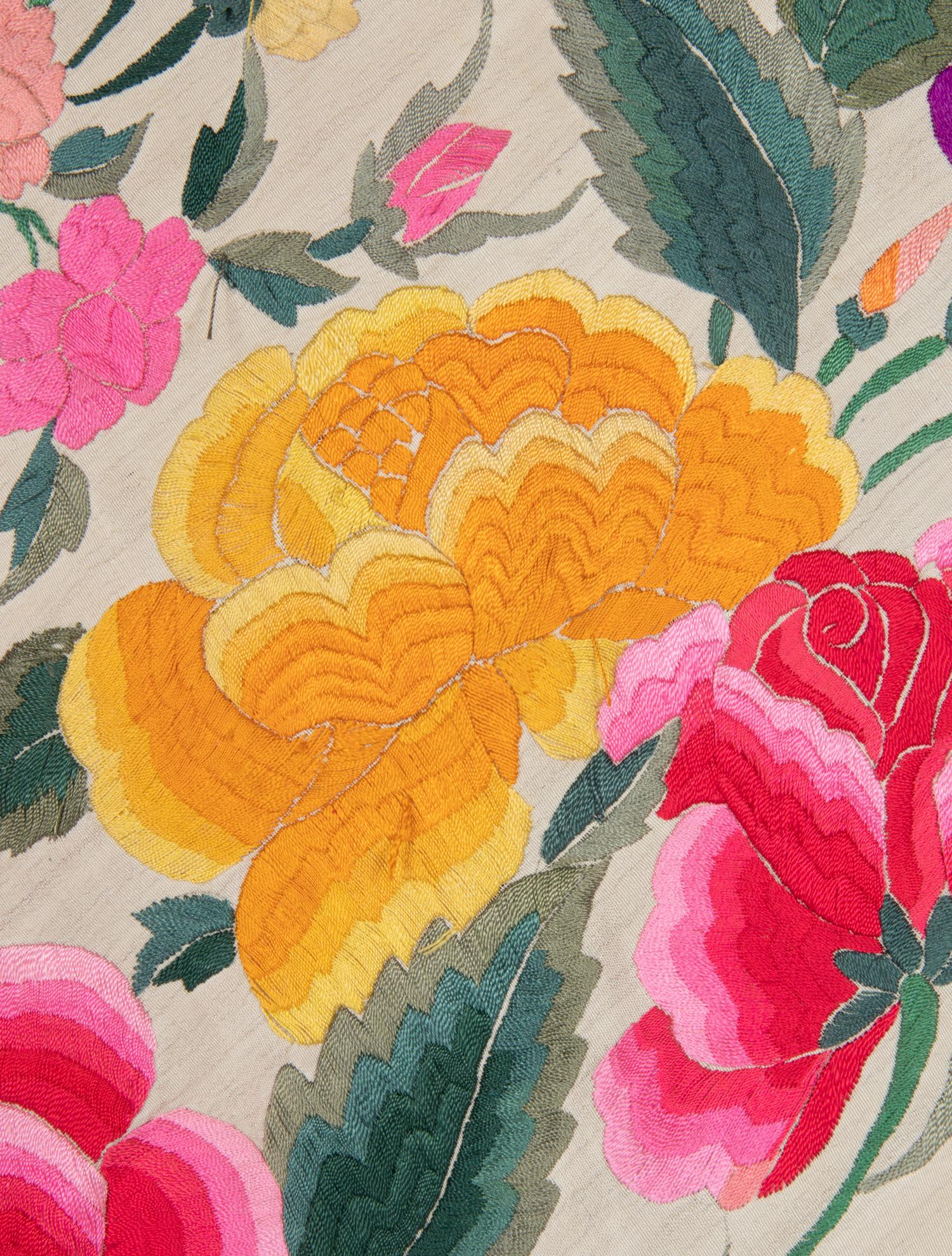 Two Embroidered Silk Shawls, 1910-30s — newer than I had hoped. I decided to take only two of the shawls as other were in poor condition.