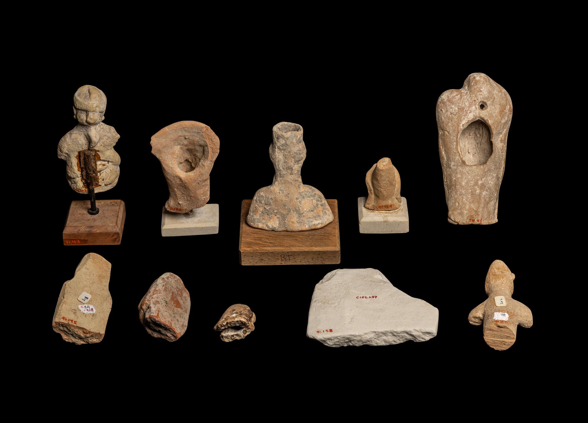 Ten Cypriot and Greek Terracotta Figure Fragments