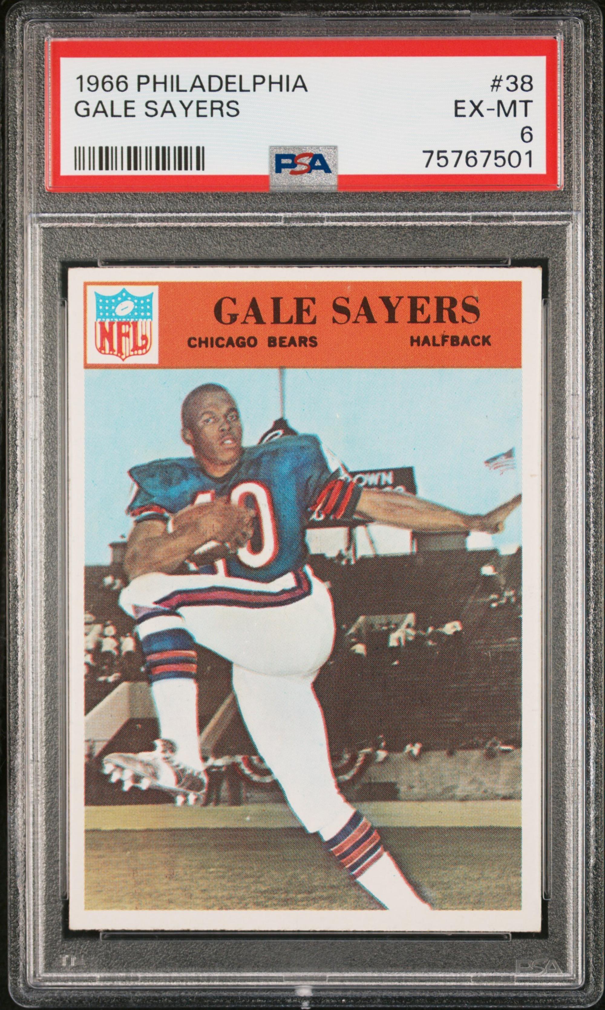 A 1966 Philadelphia Gale Sayers Rookie Football Card No. 38 (PSA 6 EX-MT)
