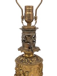 Two Pairs of French Gilt Metal Fluid Lamps Converted to Electricity