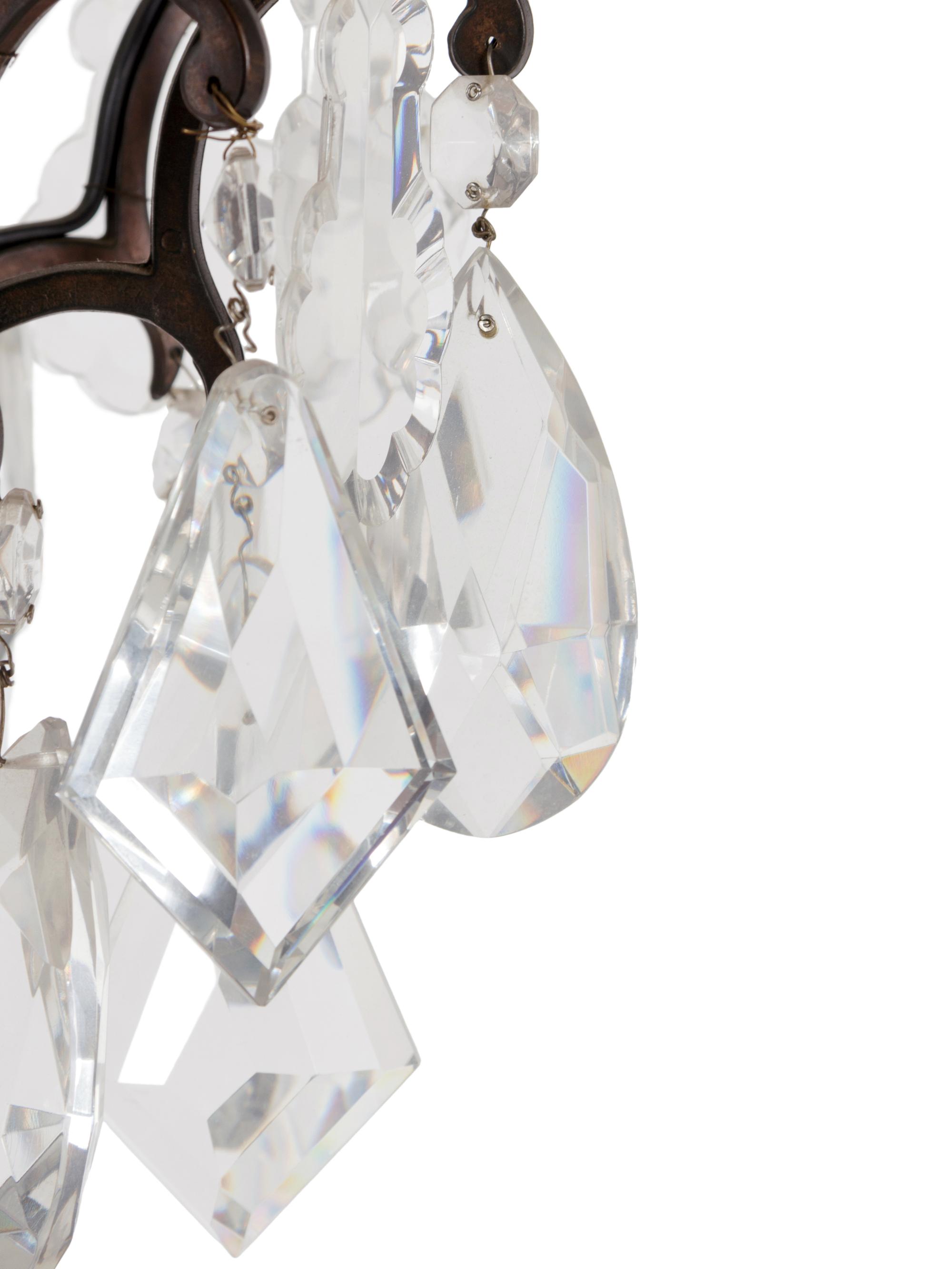 A Gilt Bronze and Glass Six-Light Chandelier with Fruit Prisms