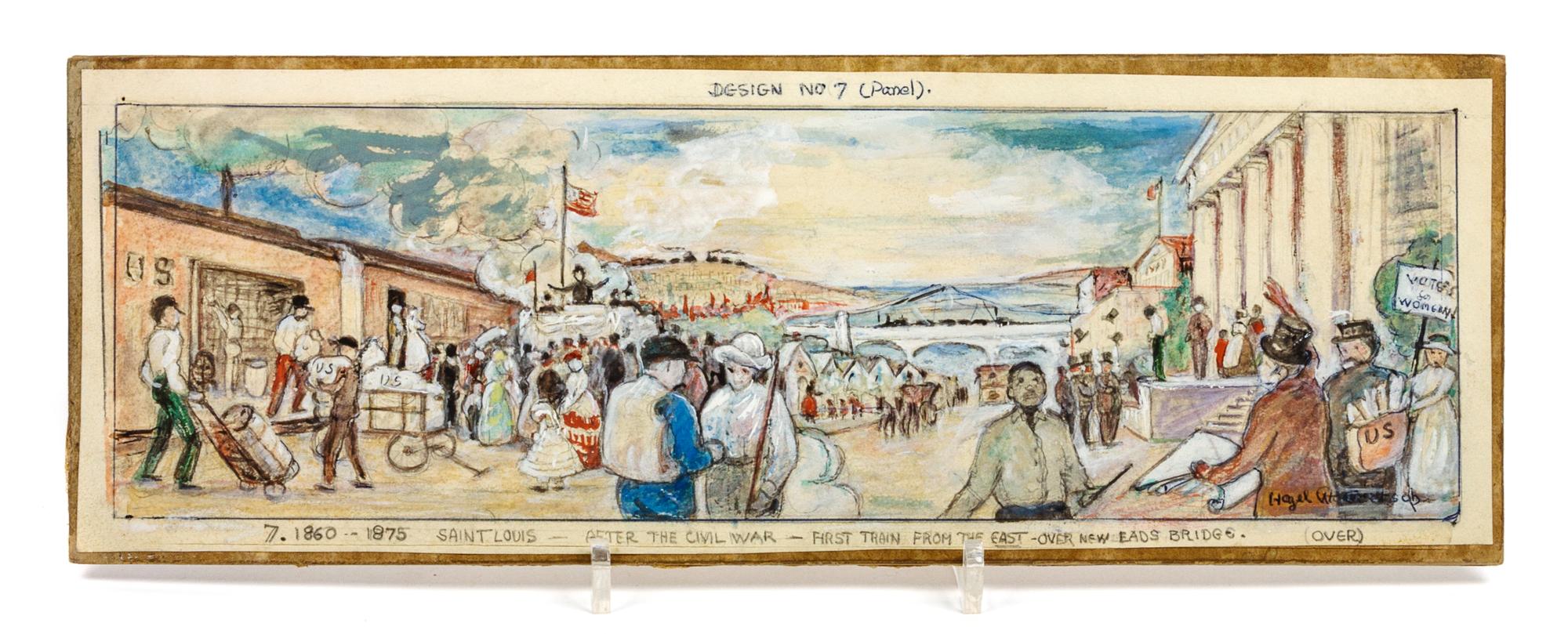 Hazel Goetsch, (American 1892-1984), Nine Works: Mural Studies for St. Louis Post Office, c. 1939