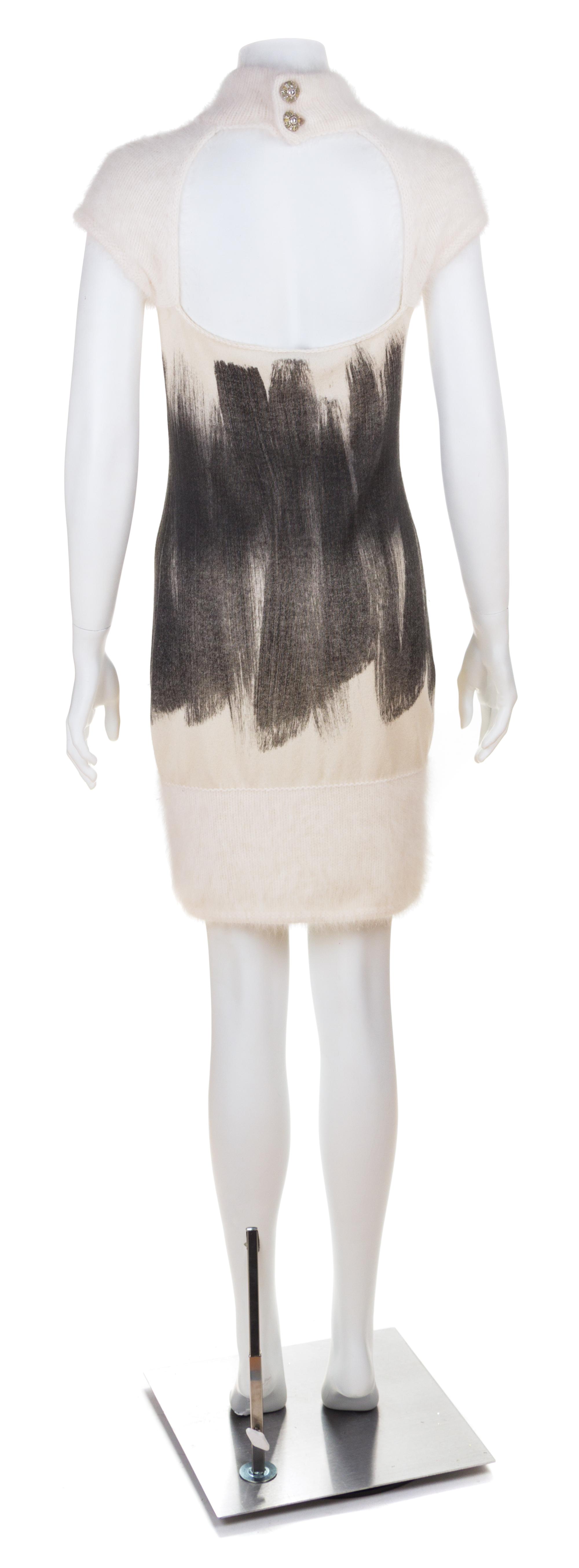 A Chanel Cream and Grey Cashmere Brushstroke Dress, Size 36.