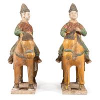 A Pair of Chinese Terracotta Equestrian Figures