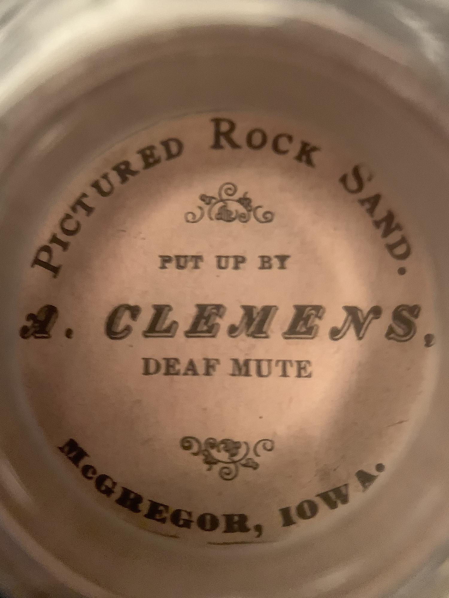 An Impressive Masterwork Andrew Clemens (American, 1857-1894) Labeled Sand Bottle