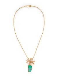 YELLOW GOLD, OPAL DOUBLET, AND DIAMOND NECKLACE