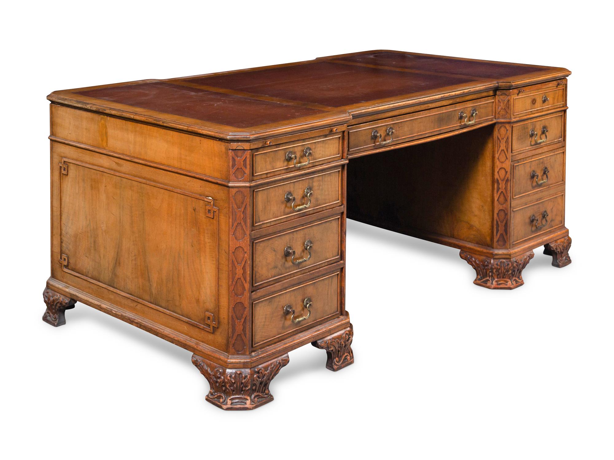 A George III Style Mahogany Pedestal Desk