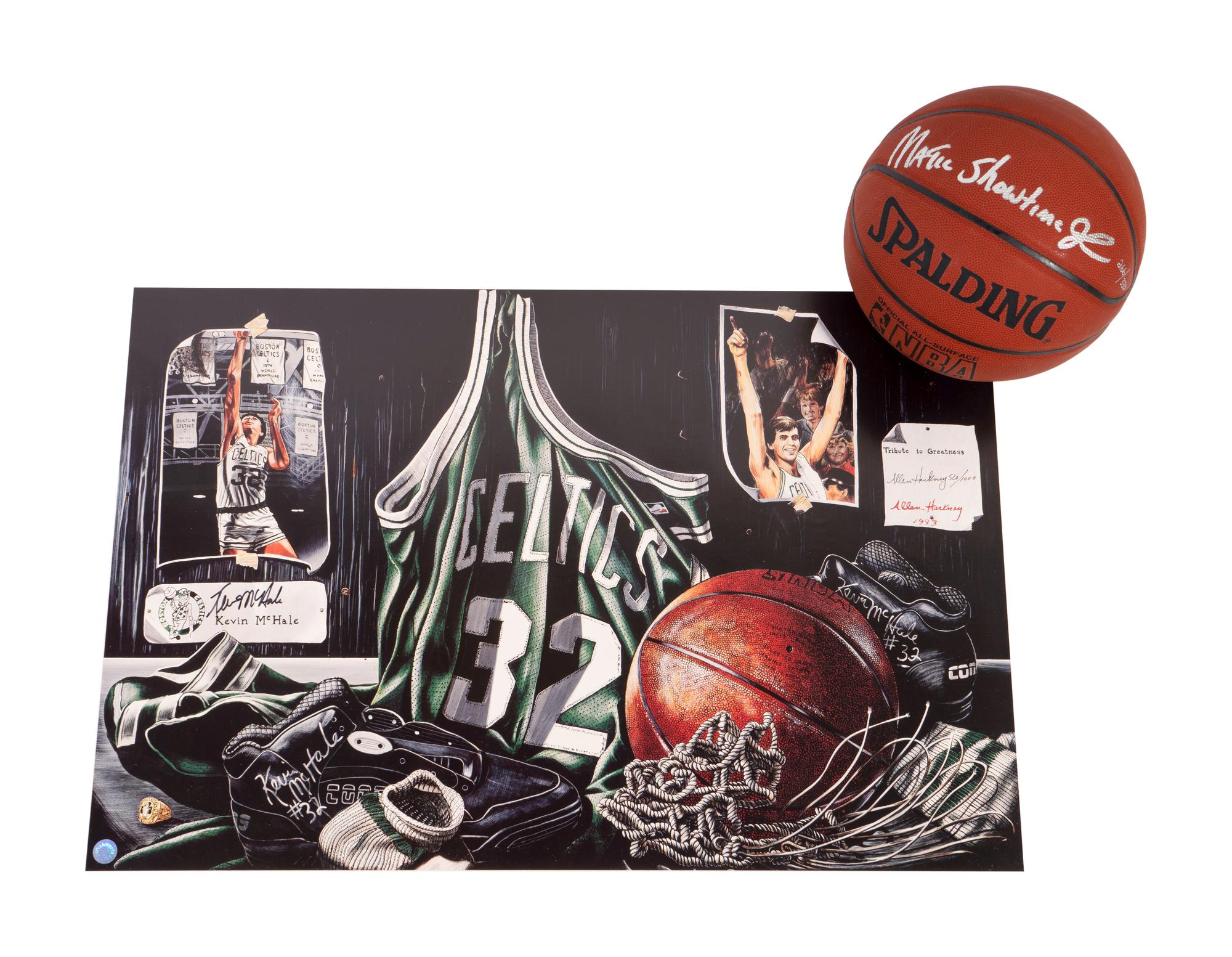 A Group of Basketball Hall of Fame Signed Autograph Items Including an Uncommon Magic Showtime Johnson Inscribed Ball,