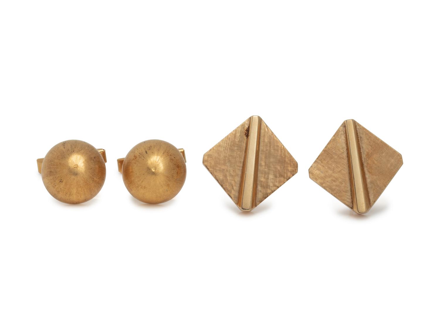 COLLECTION OF YELLOW GOLD CUFFLINKS