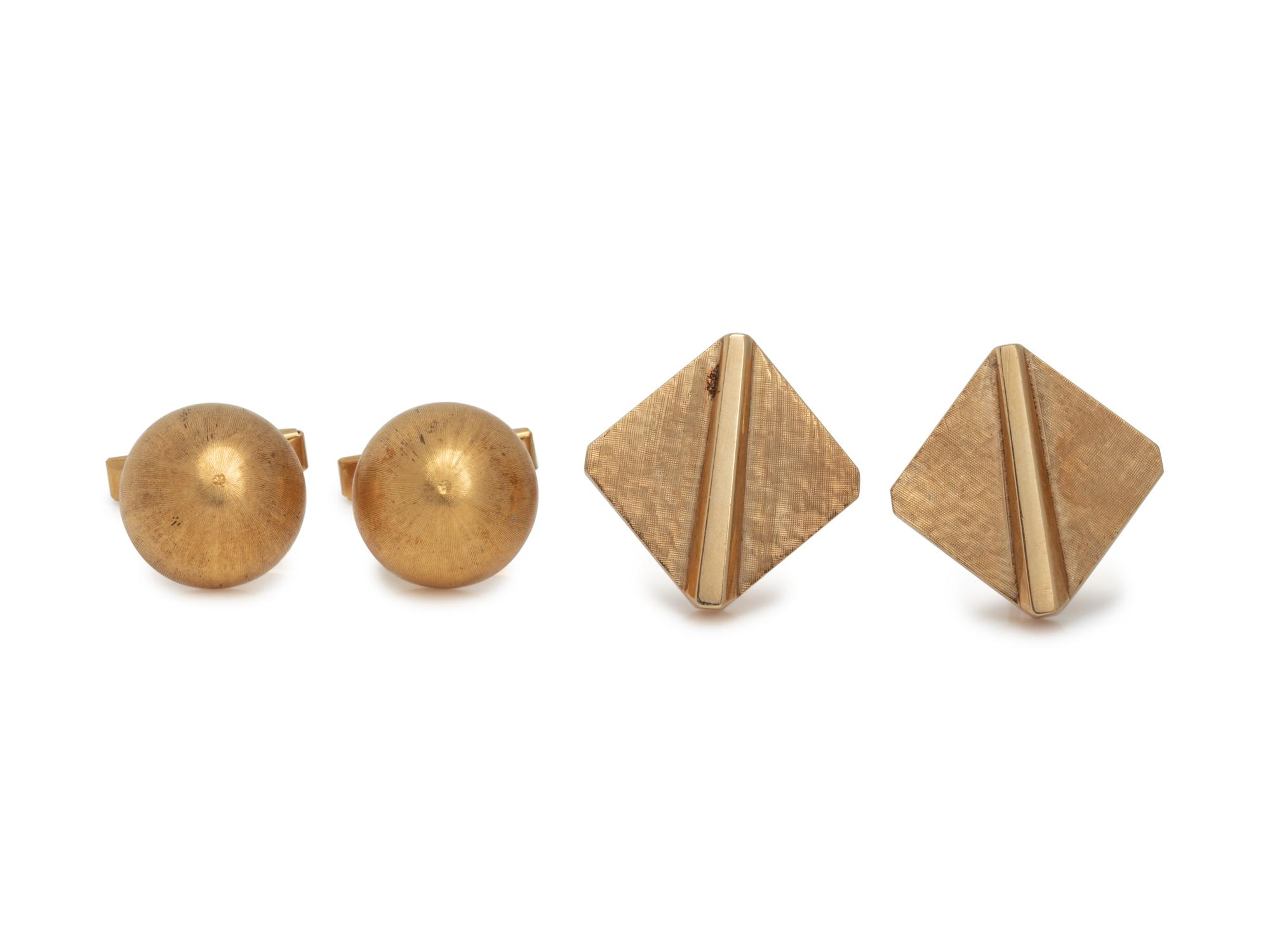 COLLECTION OF YELLOW GOLD CUFFLINKS