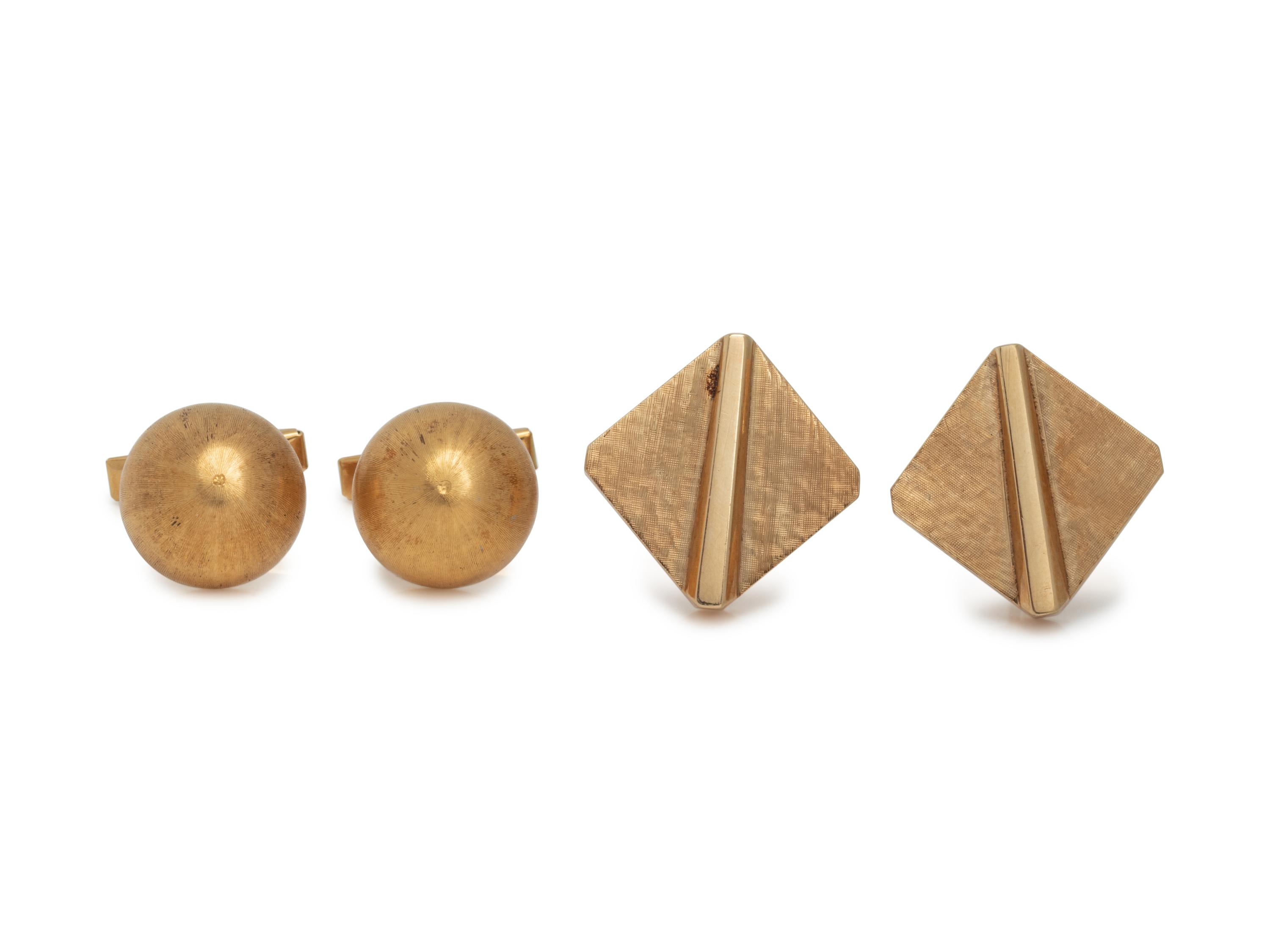 COLLECTION OF YELLOW GOLD CUFFLINKS
