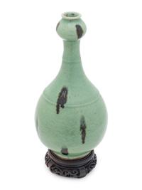 A Longquan Glazed Tobi Seiji Garlic Mouth Bottle Vase