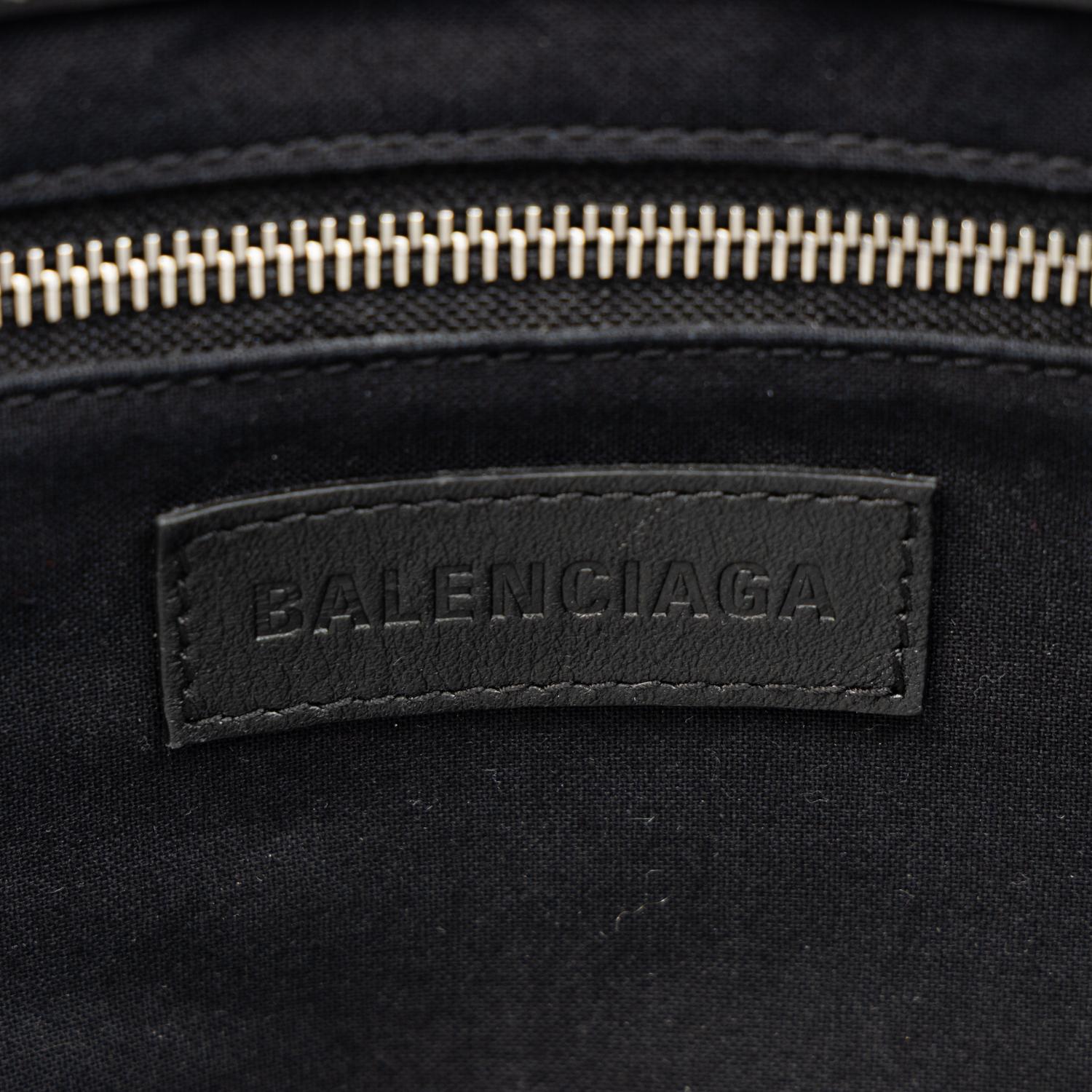 BALENCIAGA, WHITE CANVAS LOGO TOTE