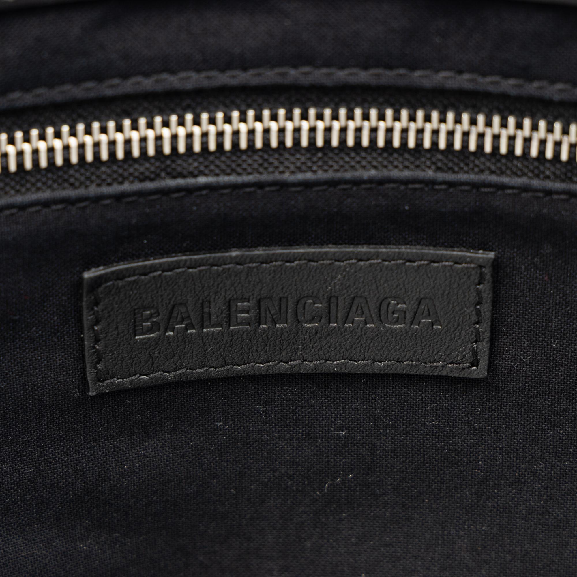 BALENCIAGA, WHITE CANVAS LOGO TOTE