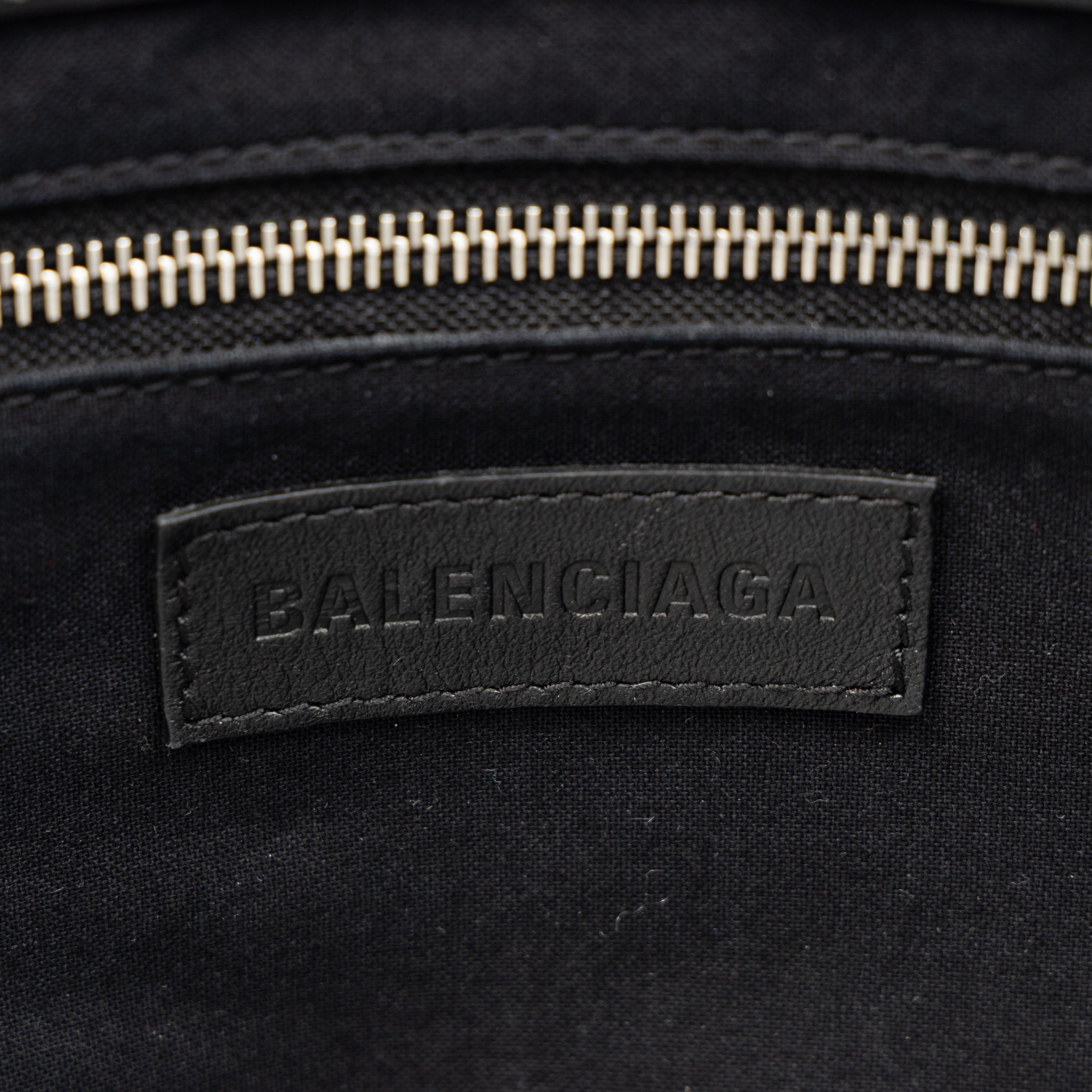 BALENCIAGA, WHITE CANVAS LOGO TOTE