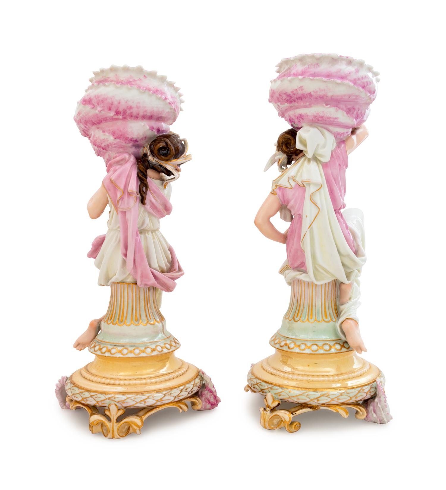 A Pair of Brevete Porcelain Figural Vases