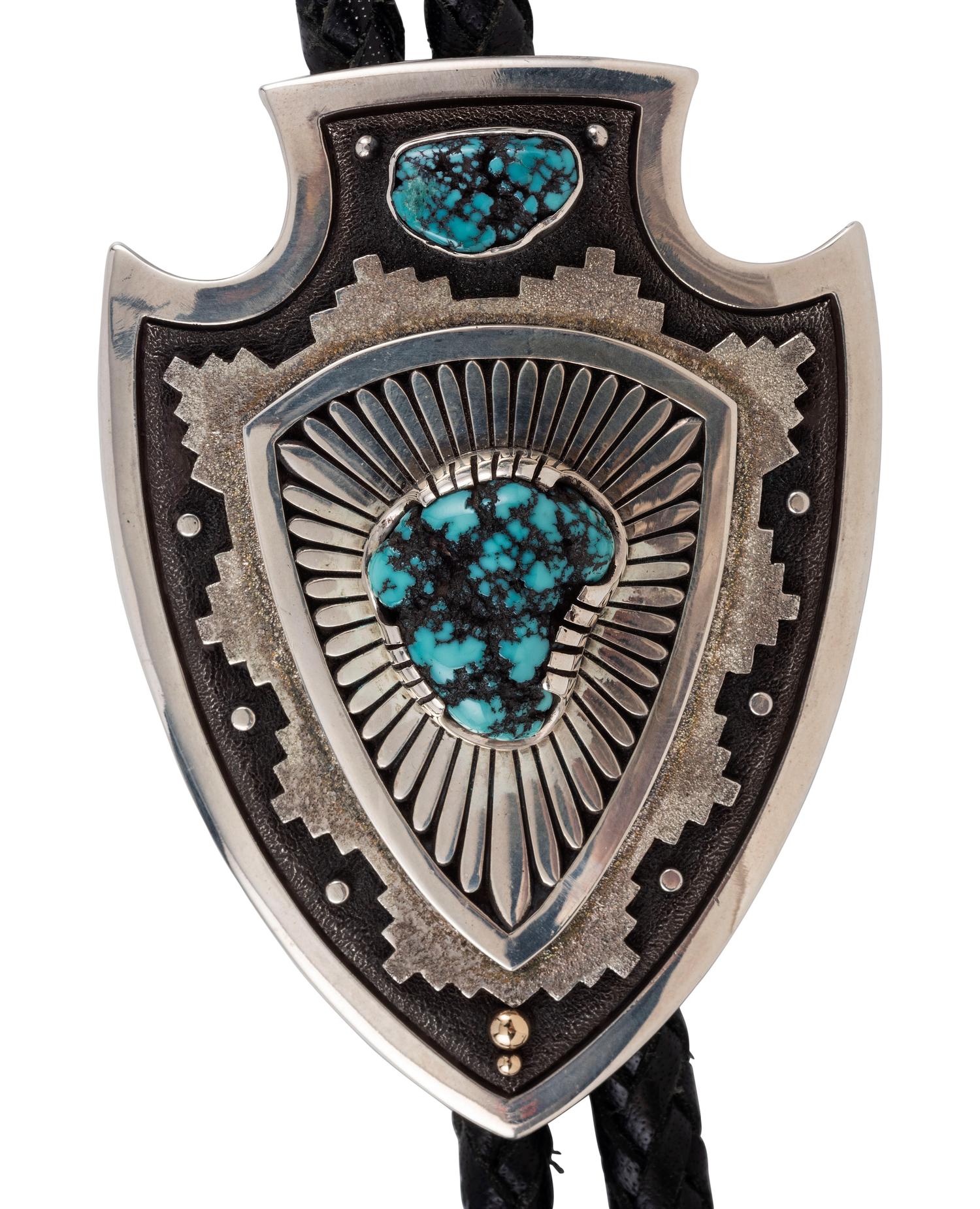 Sterling Silver and Turquoise Nugget Bolo Tie