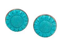 A Pair of Sterling Silver and Turquoise Flower Motif Earclips, Stephen Dweck,
