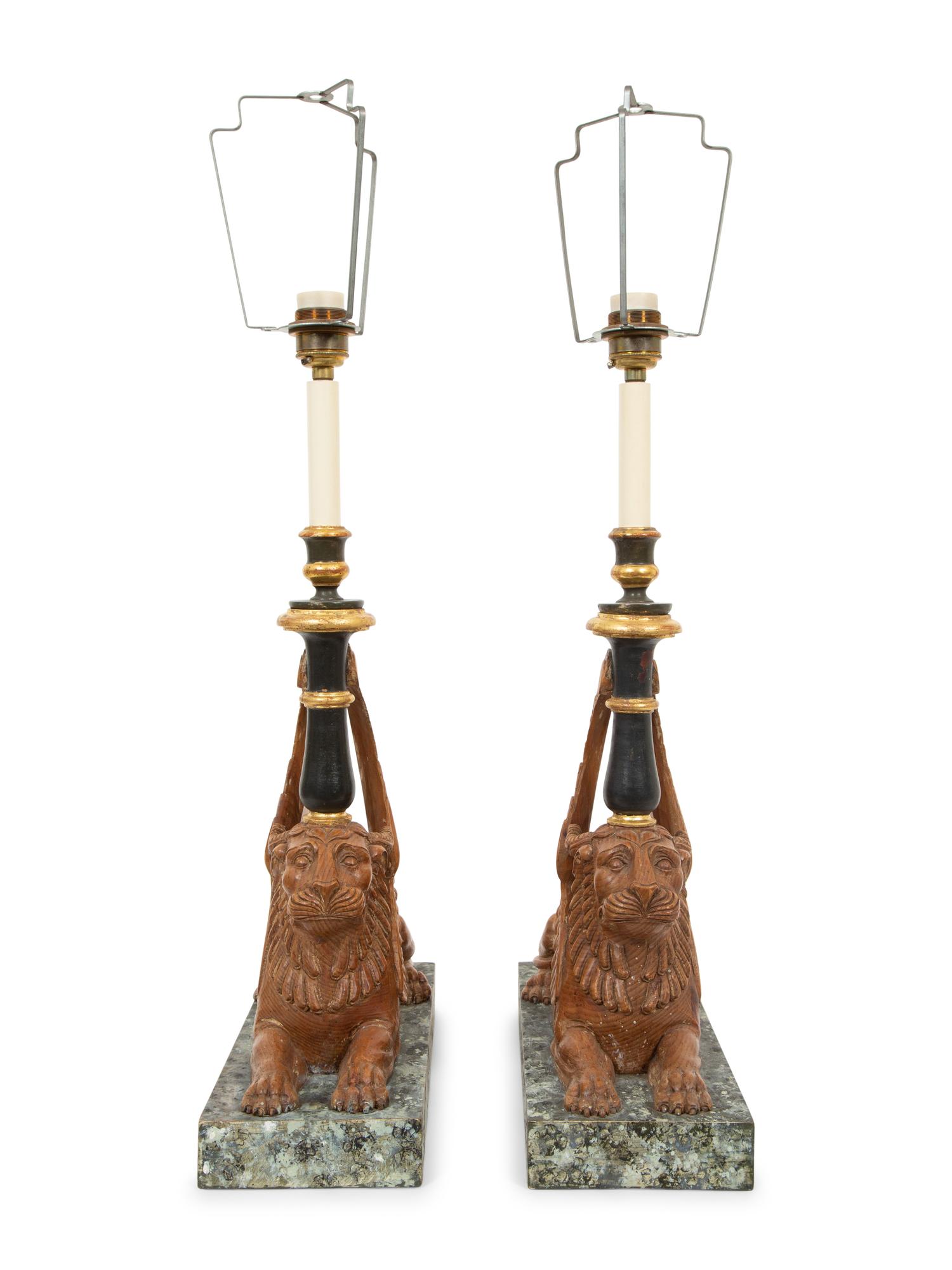 Two Pairs of Table Lamps and a Metal Wall Sconce