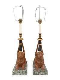 Two Pairs of Table Lamps and a Metal Wall Sconce