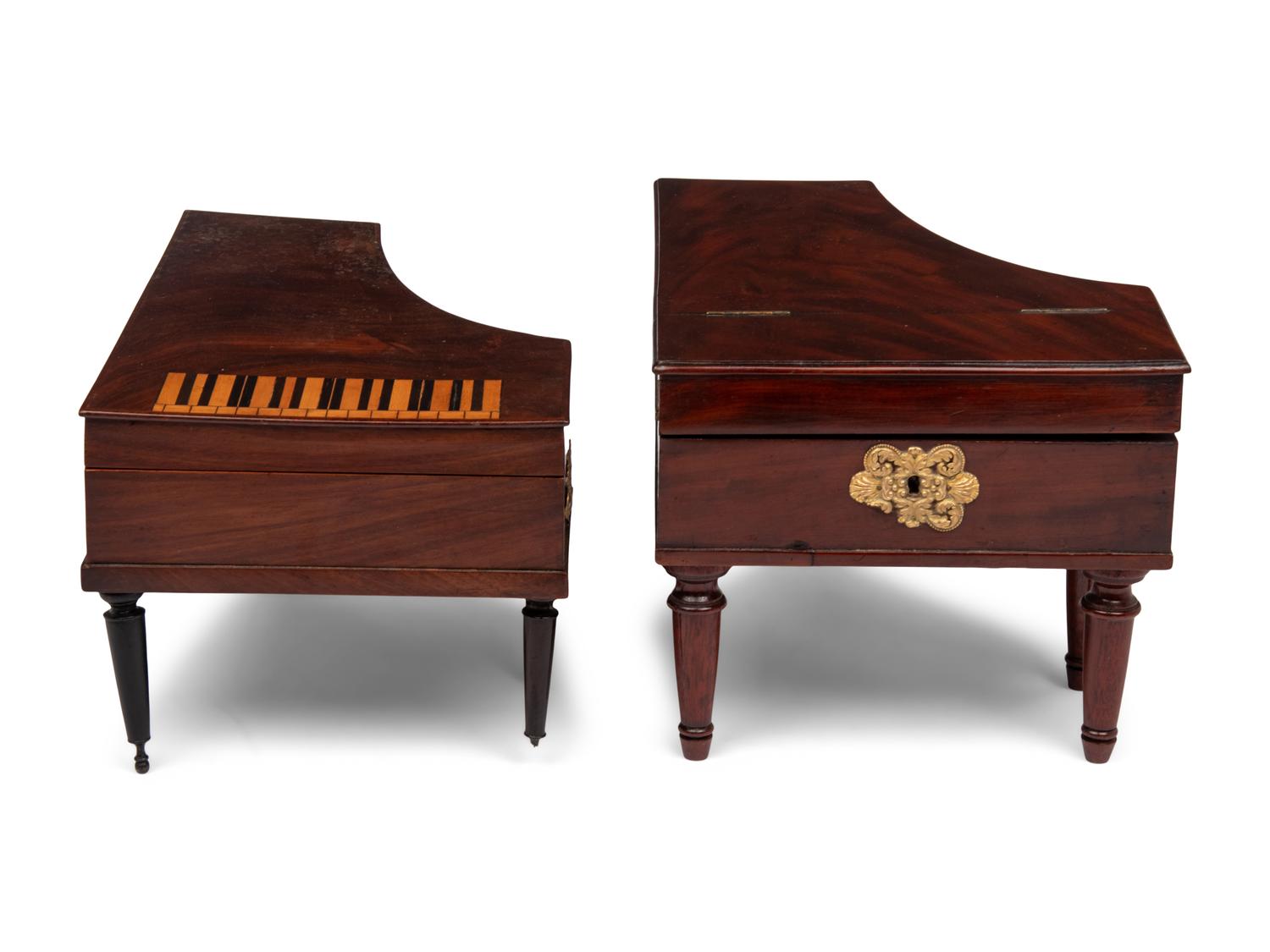 Two Palais Royal Piano-Form Musical Sewing Necessaires