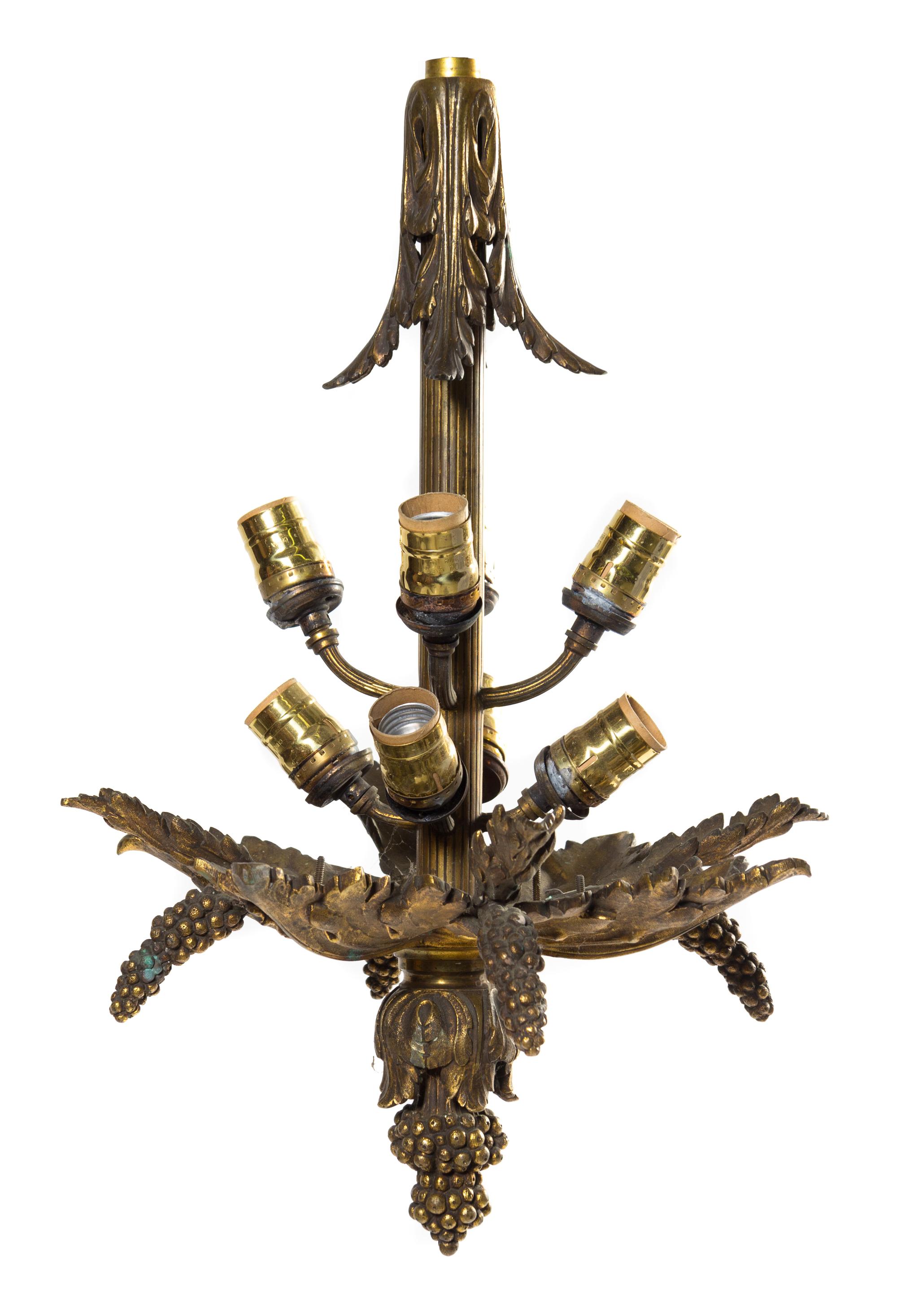 A Continental Gilt Bronze Eight-Light Chandelier Height 23 inches.