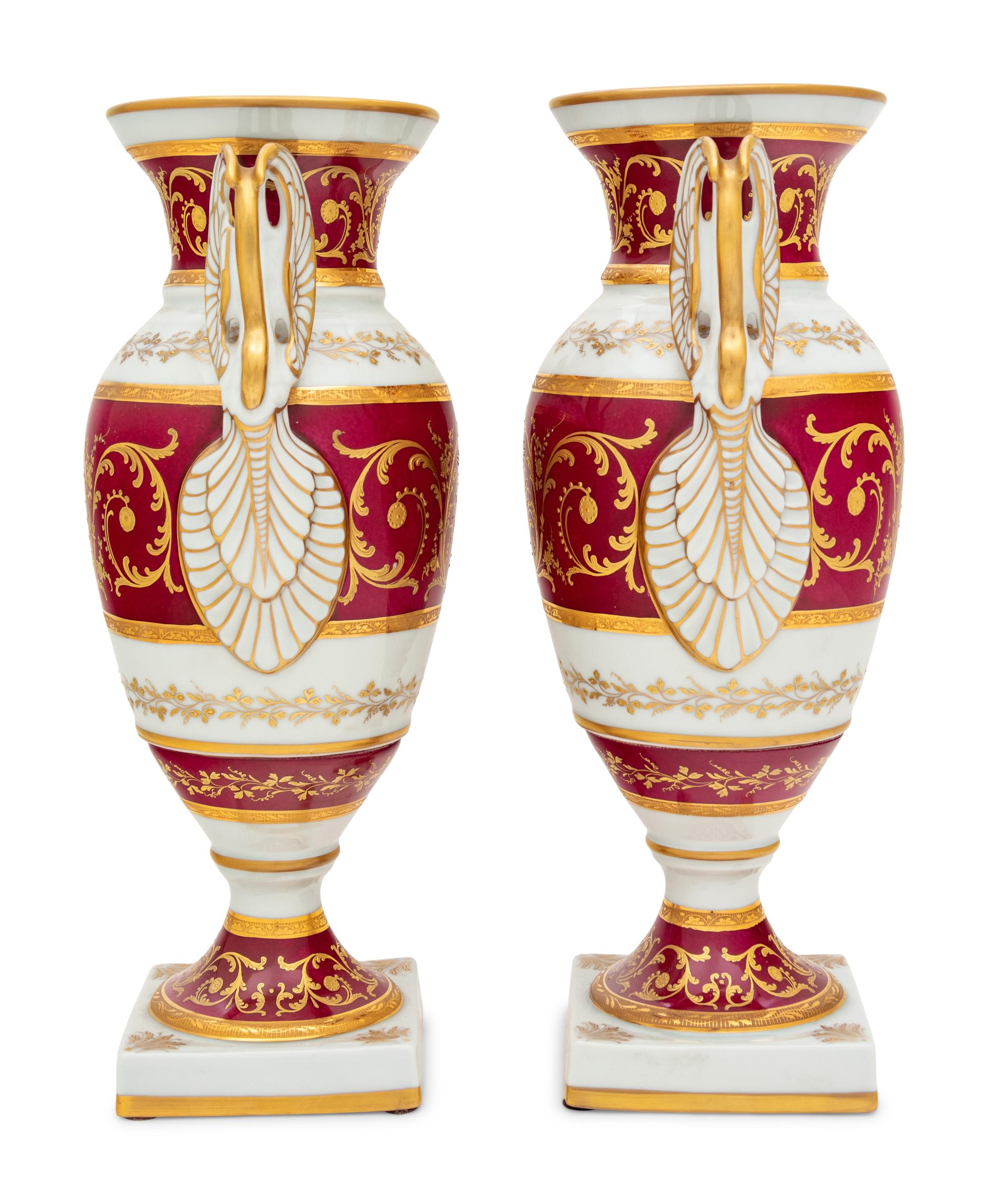 A Pair of French Parcel Gilt Porcelain Vases