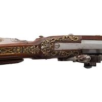Contemporary Snaphance Jaeger Rifle in the Style of Meister der Tierkopfranke by John B. Derrick (American, b.1936)