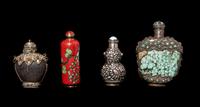 Four Chinese Metal Snuff Bottles