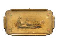 An Italian Lyre-Form Painted Tray Table