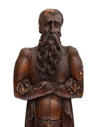 A Northern European Carved Fruitwood Figural Architectural Element