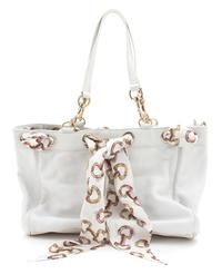 A Gucci White Leather Positano Scarf Tote, 18" x 11" x 6"; Strap drop: 10".
