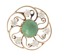 A Yellow Gold, Turquoise and Diamond Pendant Brooch, Circa 1900, 3.20 dwts.