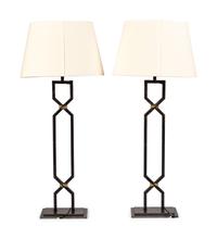 A Pair of Patinated Metal Table Lamps