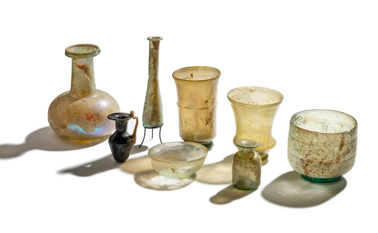 Eight Roman Glass Vessels